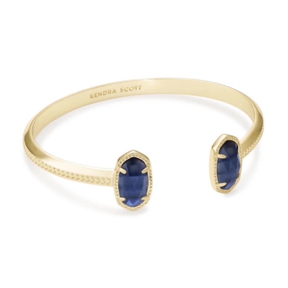 Kendra Scott Elton Gold Cuff Bracelet Navy Cats Eye